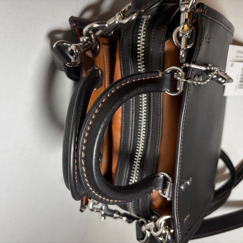 Coach Rogue 20 Black Glovetanned Leather Satchel Top Handle W/ Tags & Dust Bag - Picture 5 of 14